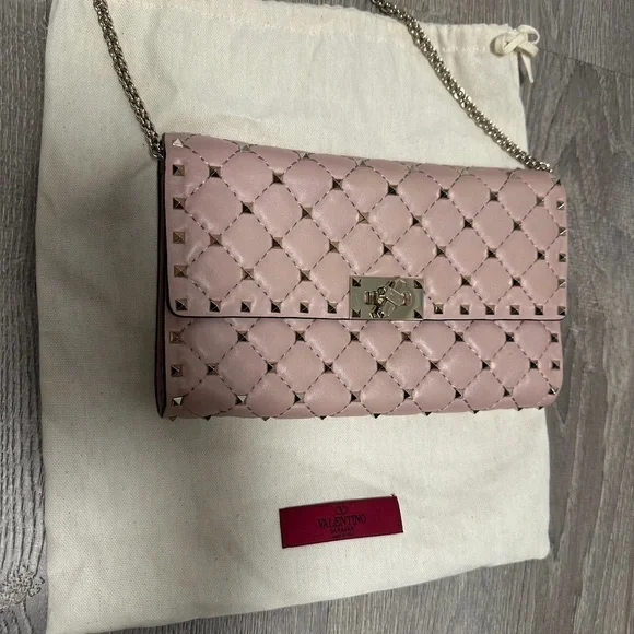 Valentino Neutral Rockstud Spike Shoulder Bag - Picture 2 of 6